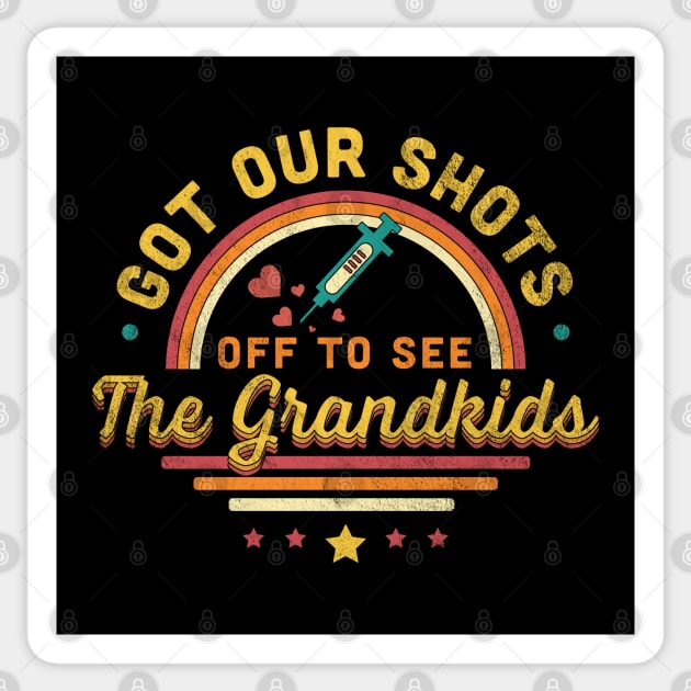 Got Our Shots Off To See The Grandkids Sticker by OrangeMonkeyArt